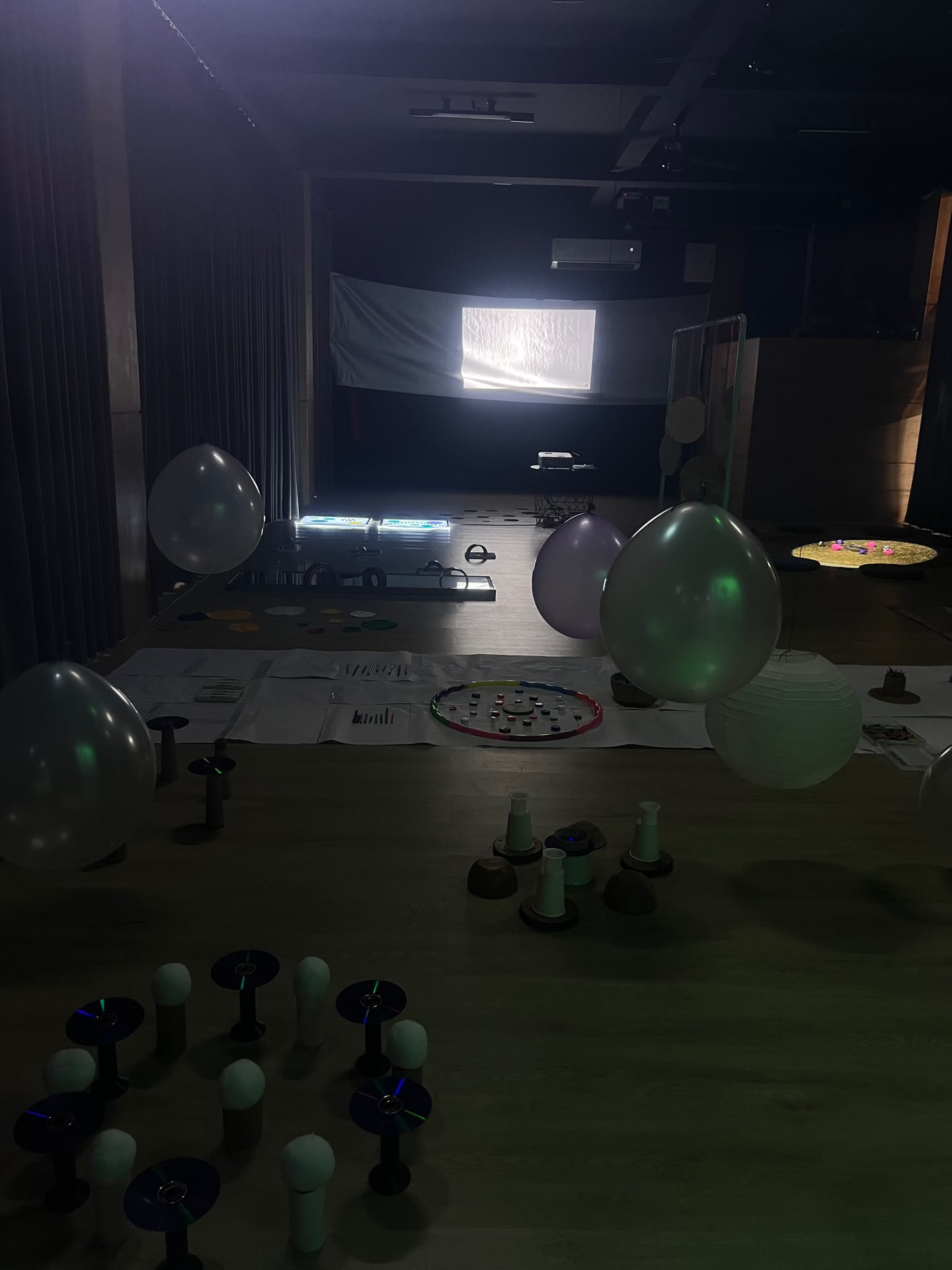 Other Worlds - light table with translucent discs